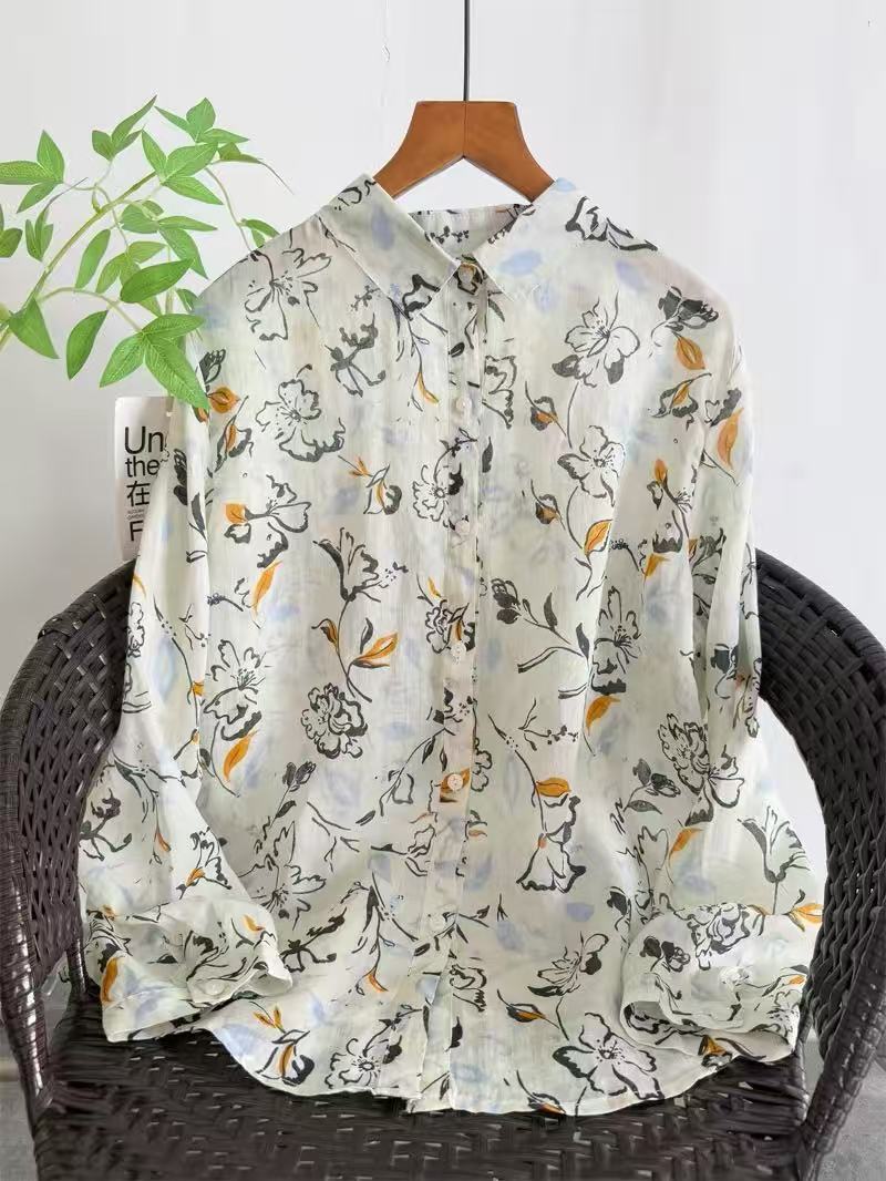 Japan Summer Clothing Women - Pakaian vintage 2026 kemeja 100% ramie
