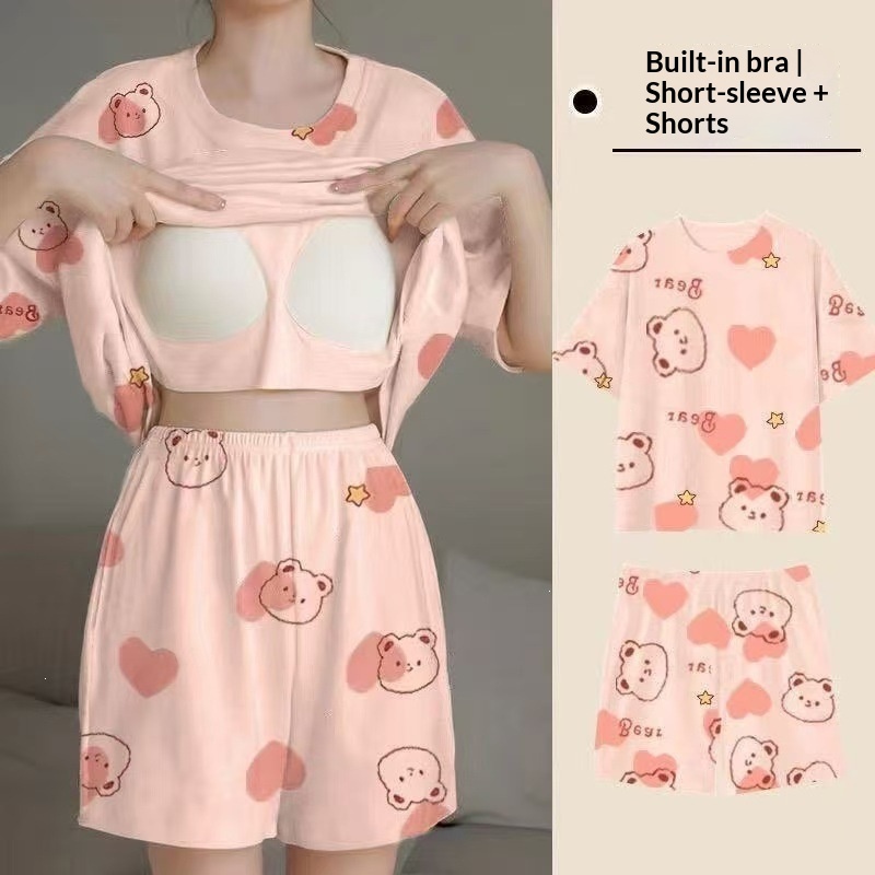 Summer House Clothing - Piyama Lengan Pendek Wanita Musim Panas