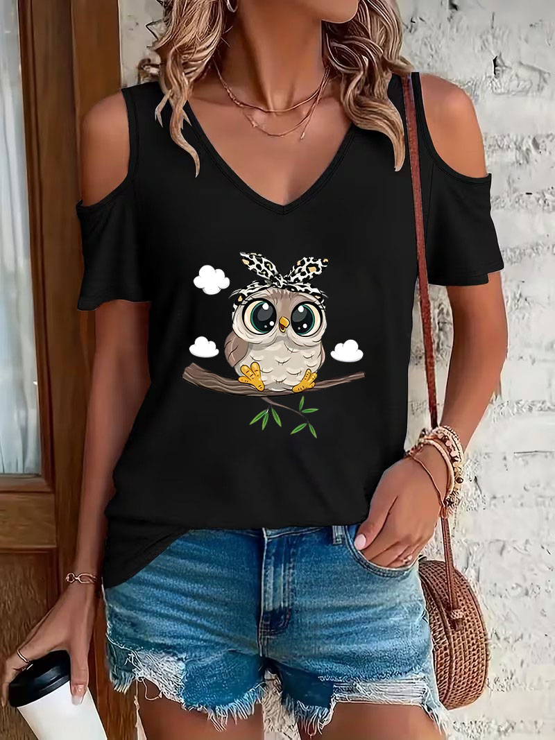 Summer Clothing Drop - Kaos Wanita Trendy Motif Burung Hantu