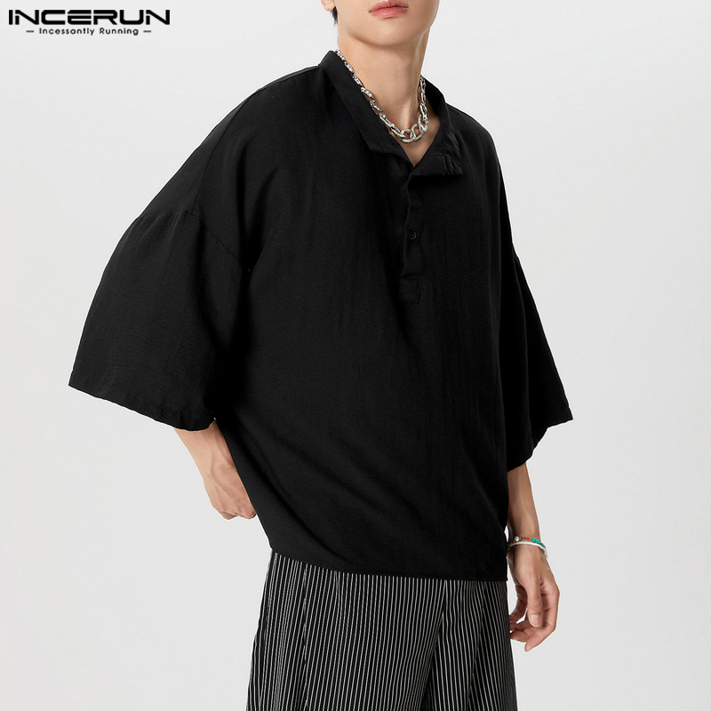 Summer Clothing Colors 2026 - INCERUN Kemeja Pria Warna Solid Kerah