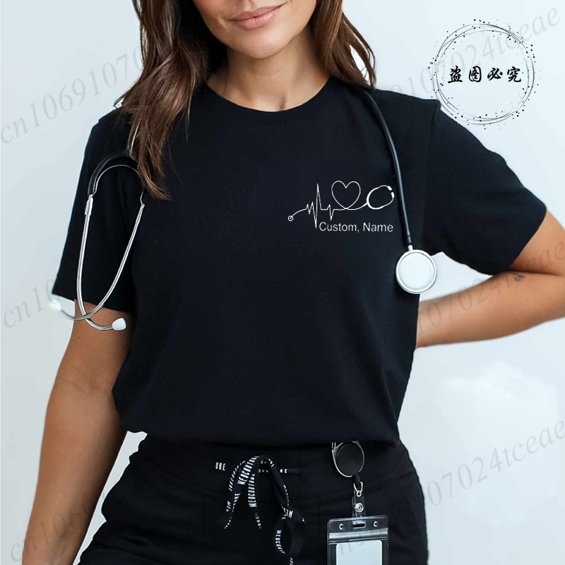 Summer Clothing Names - Kaos Perawat Nama Kustom Stetoskop Detak