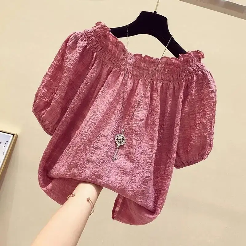 Summer Rose Clothing - Rose Red blus sifon wanita, Atasan