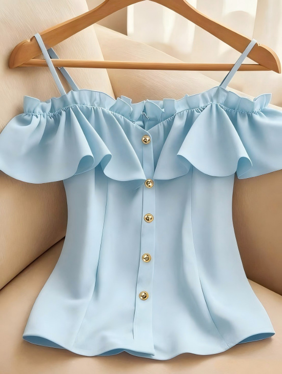 Summer Clothing Looks - Blus Ramping Kerah Slash Tampilan Chic