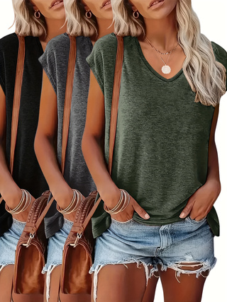 Summer Clothing Drop - 3 Paket Atasan Lengan Pendek Kerah