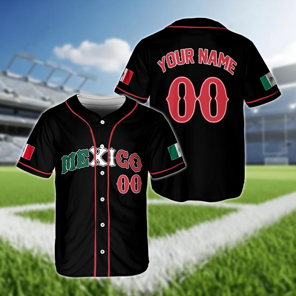 Summer Clothing Names - Jersey Bisbol Bendera Meksiko Kustom Nama