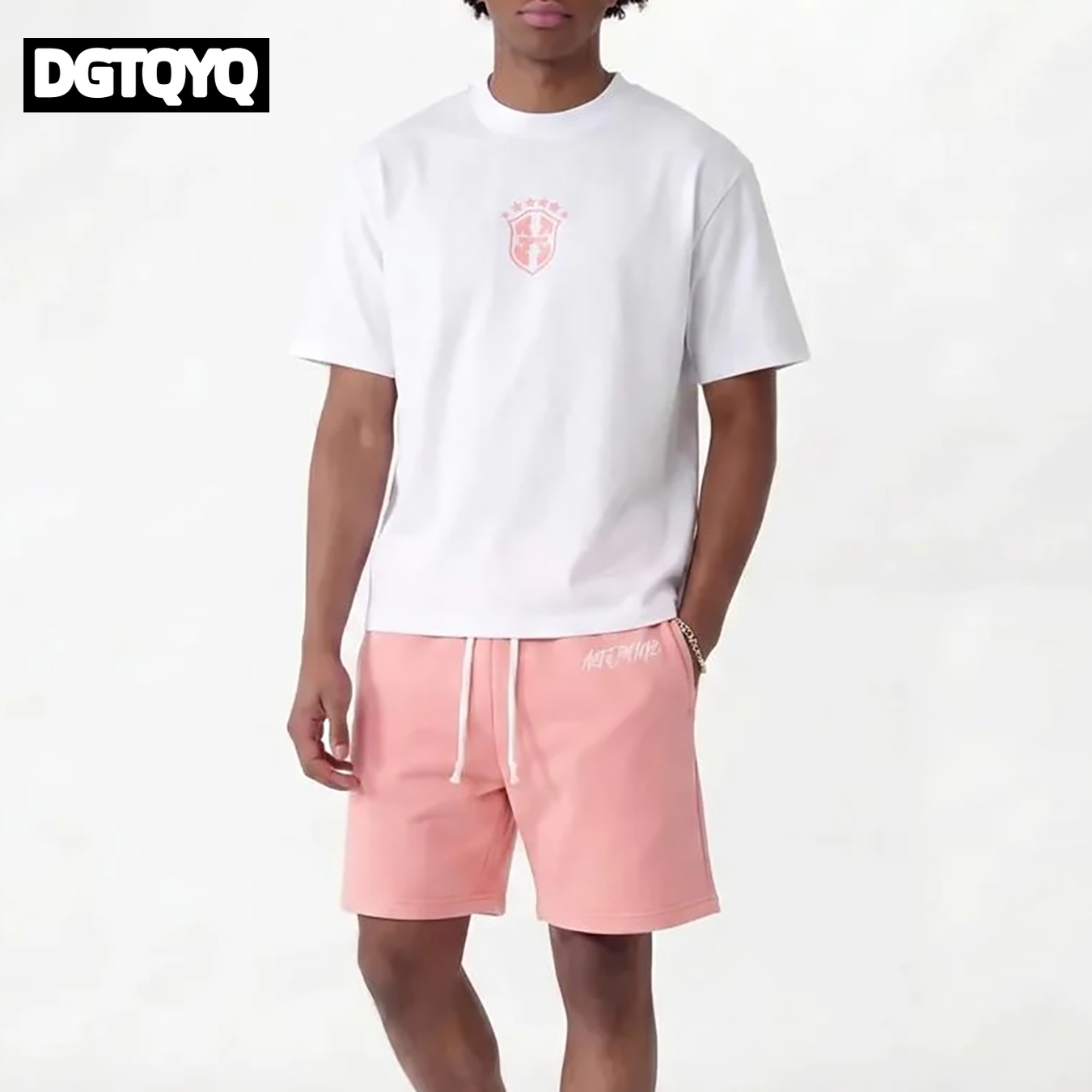 Summer Clothing Sets Women - Set Kaos Oblong Leher Bulat Bermotif