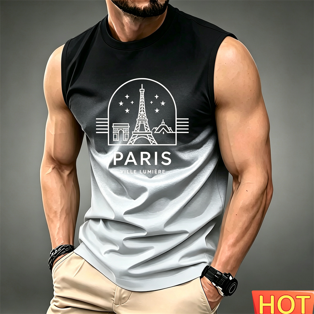 Summer Clothing In Paris - Kaus Tanpa Lengan Gradien Pria Musim