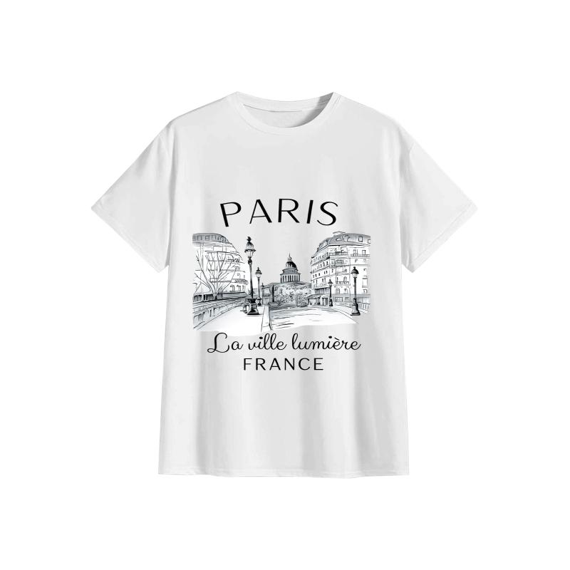 Summer Clothing In Paris - Kaos 90-an Paris Wanita Kaos Print