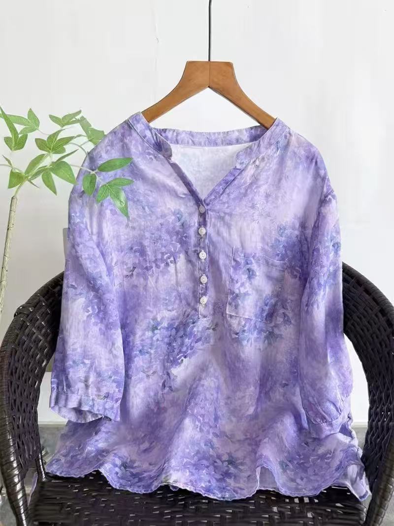Japan Summer Clothing Women - Kemeja Ramie 100% untuk wanita musim