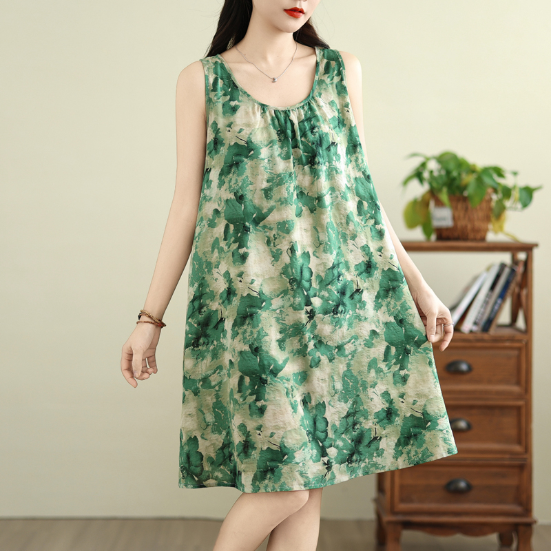Gaun A-Line Tanpa Lengan Model - Summer Green Clothing ulasan dan harga