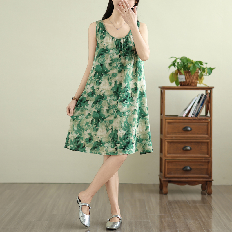 Gaun A-Line Tanpa Lengan Model - Summer Green Clothing ulasan dan harga
