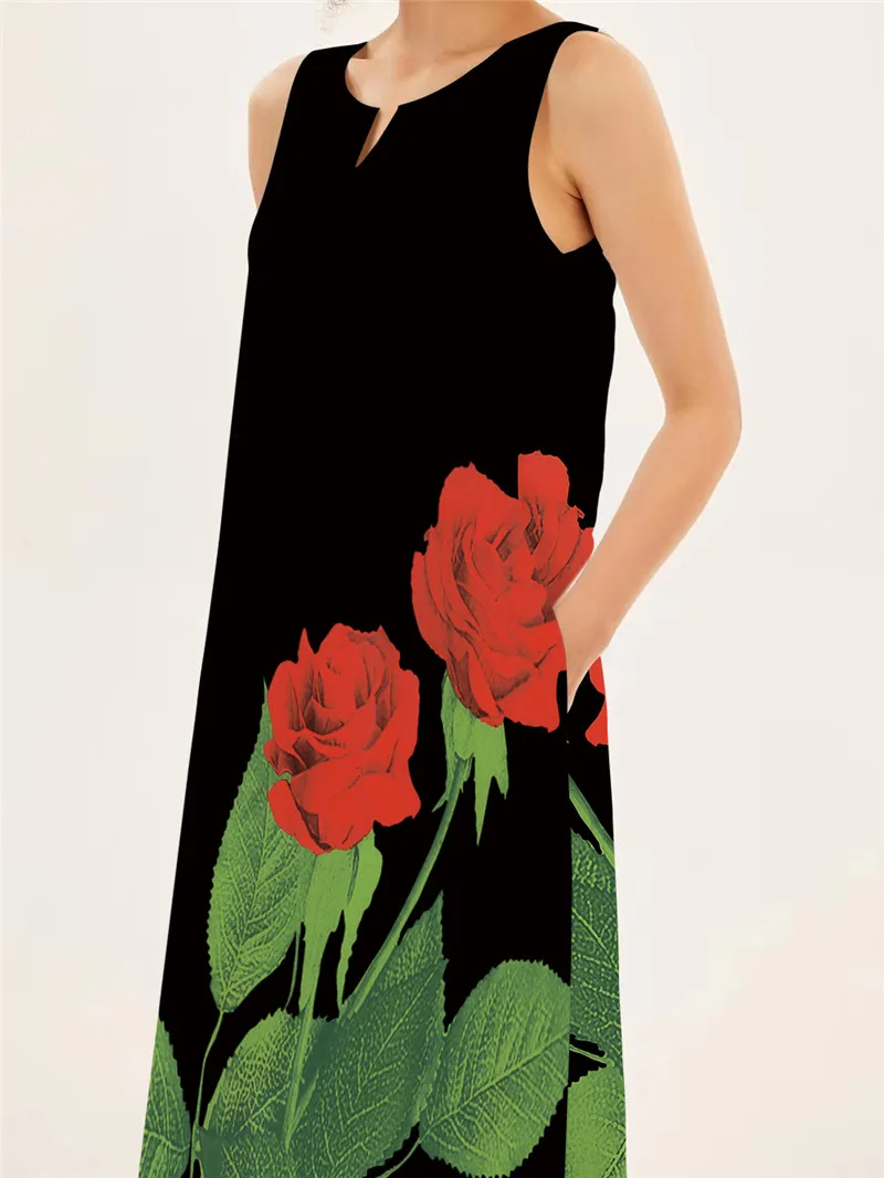 Gaun panjang Motif mawar merah - Summer Rose Clothing ulasan dan harga