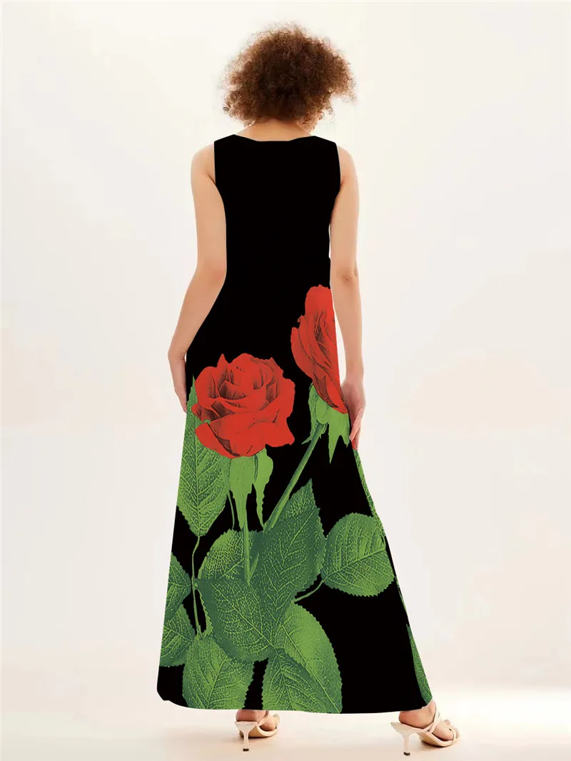 Gaun panjang Motif mawar merah - Summer Rose Clothing ulasan dan harga