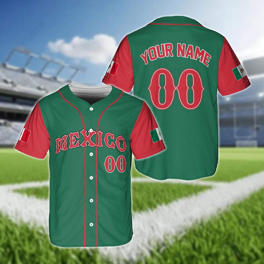 Jersey Bisbol Bendera Meksiko  - Summer Clothing Names ulasan dan harga
