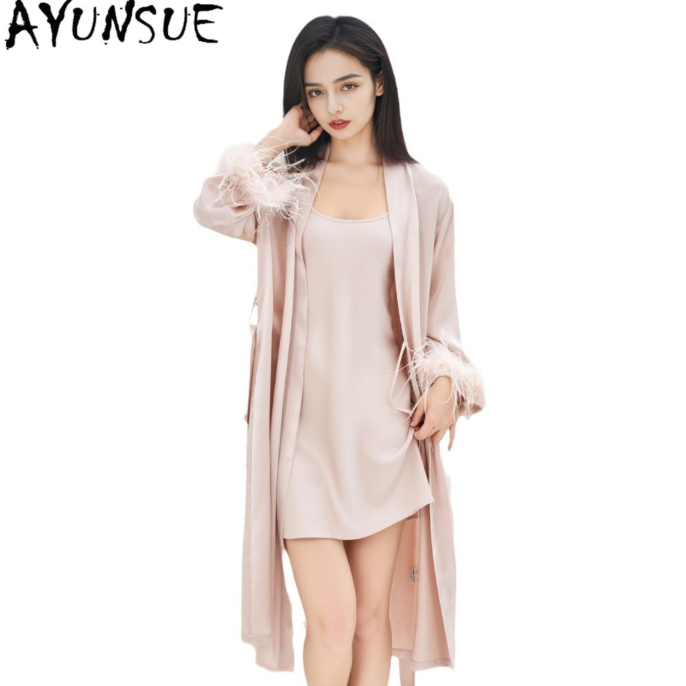 AYUNSUE Jubah Sutra Murbei Asl - Summer House Clothing ulasan dan harga