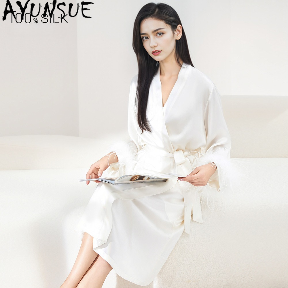 AYUNSUE Jubah Sutra Murbei Asl - Summer House Clothing ulasan dan harga