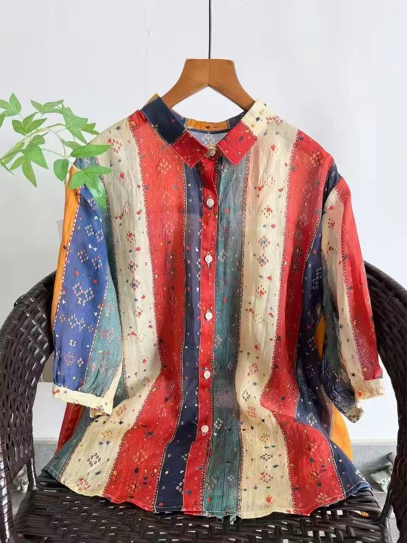 Kemeja dan Blus Ramie 100% Boh - Japan Summer Clothing Women ulasan dan harga