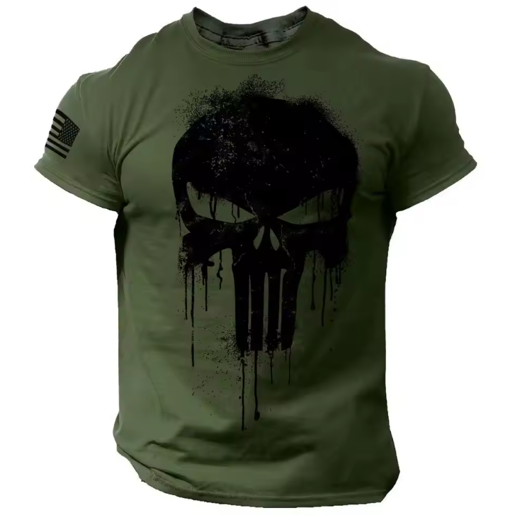 Kaos Pria 3D Print Motif Tengk - Summer Clothing Drop ulasan dan harga