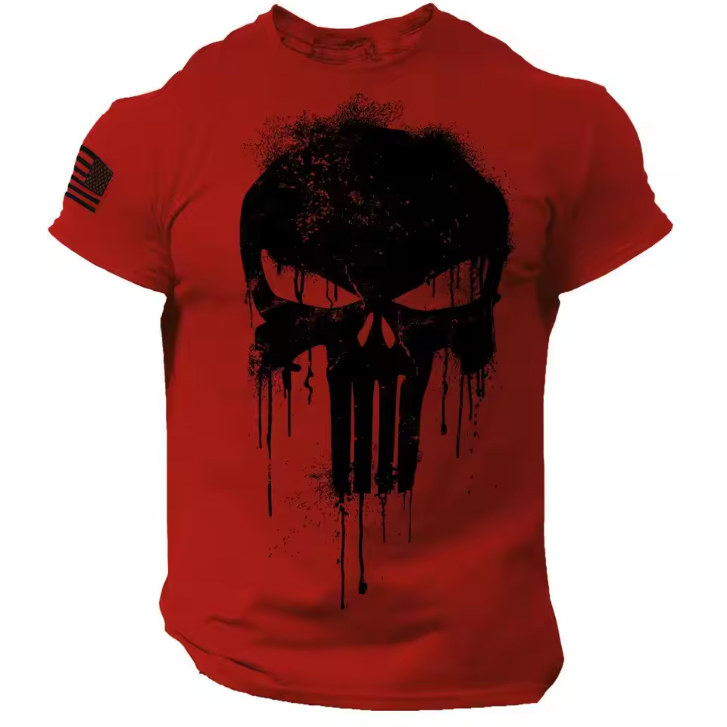 Kaos Pria 3D Print Motif Tengk - Summer Clothing Drop ulasan dan harga