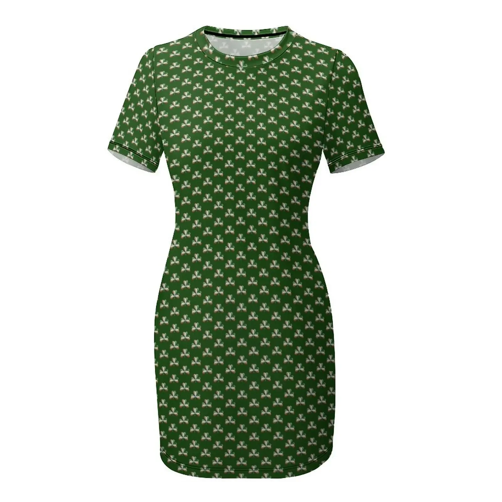 Gaun Lengan Pendek Motif Daun  - Ireland Summer Clothing ulasan dan harga