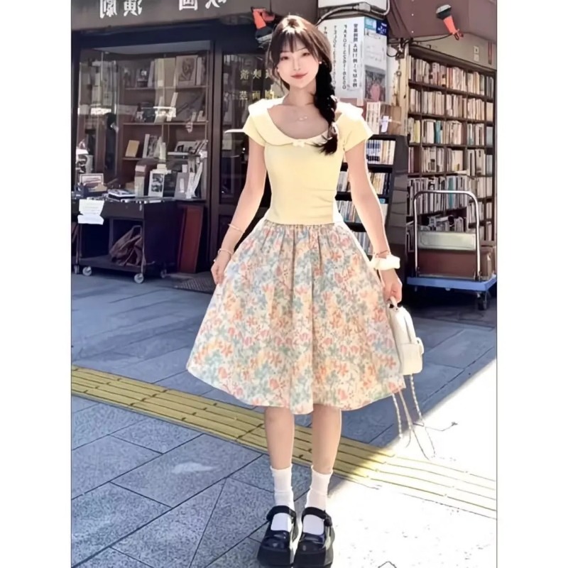 Set atasan dan rok wanita Kore - Japan Summer Clothing Women ulasan dan harga