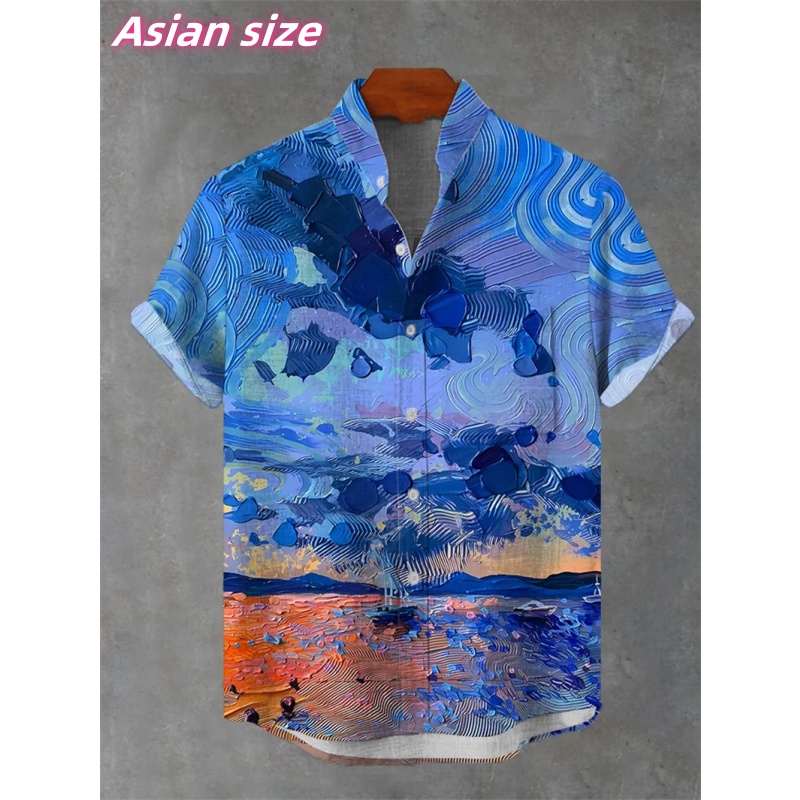 Kemeja Hawaii Grafis Cinta Geo - Summer Dog Clothing ulasan dan harga