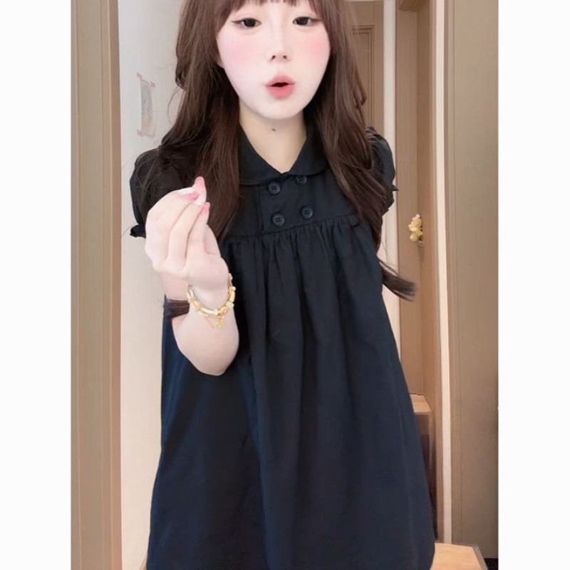 Gaun Kerah Doll Model A-line T - Summer Clothing Looks ulasan dan harga