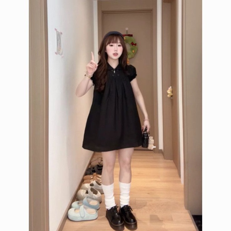 Gaun Kerah Doll Model A-line T - Summer Clothing Looks ulasan dan harga