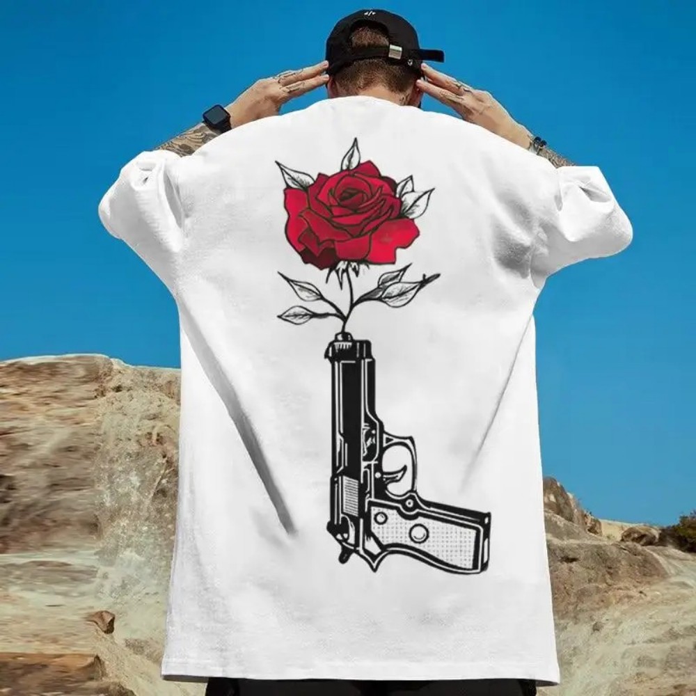 Kaos Pria Harajuku Motif Mawar - Summer Rose Clothing ulasan dan harga