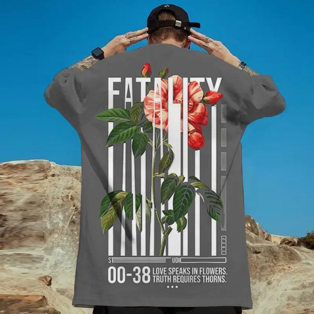 Kaos Pria Harajuku Motif Mawar - Summer Rose Clothing ulasan dan harga