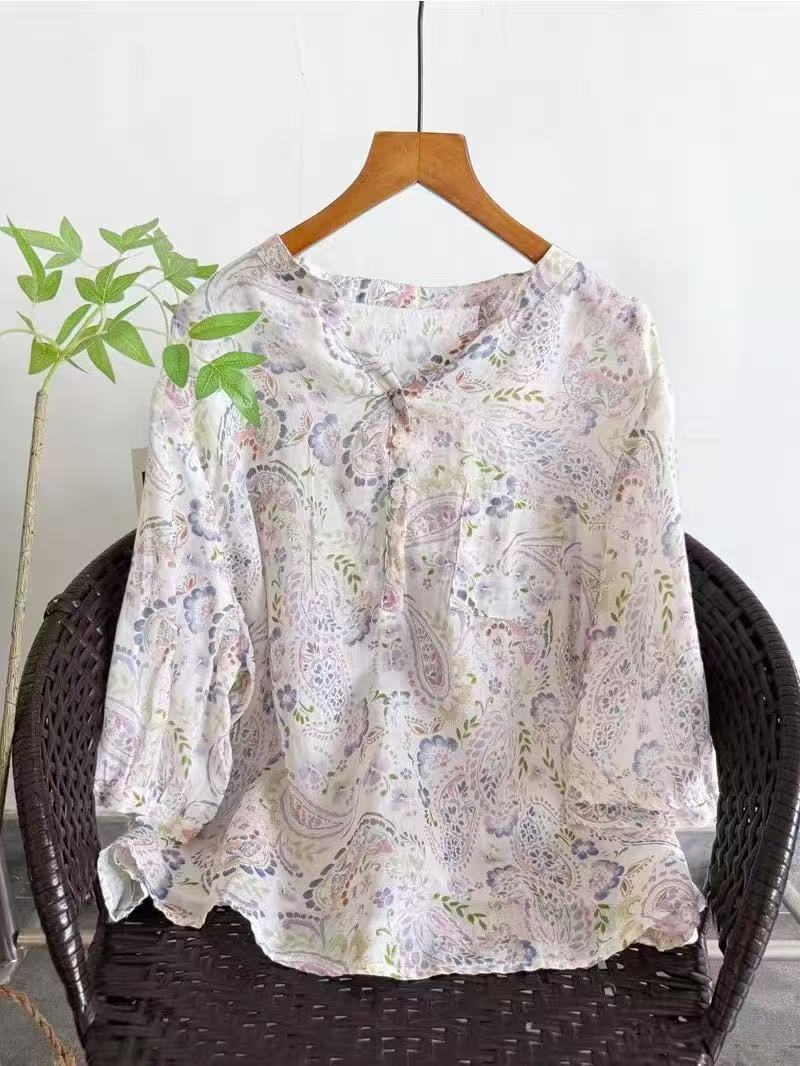Kemeja Ramie 100% untuk wanita - Japan Summer Clothing Women ulasan dan harga