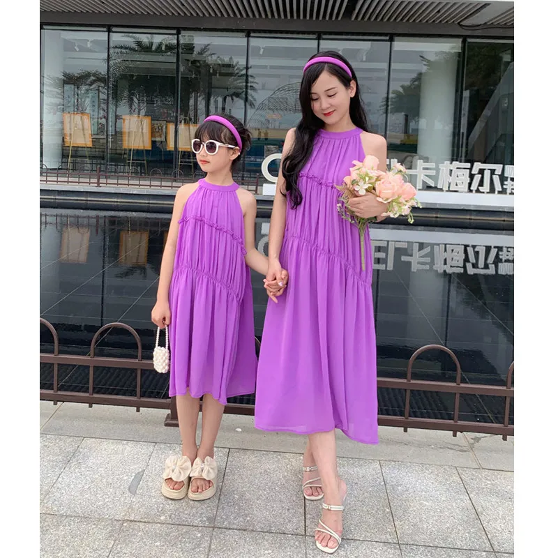 Gaun ungu ibu dan anak perempu - Summer Clothing Looks ulasan dan harga