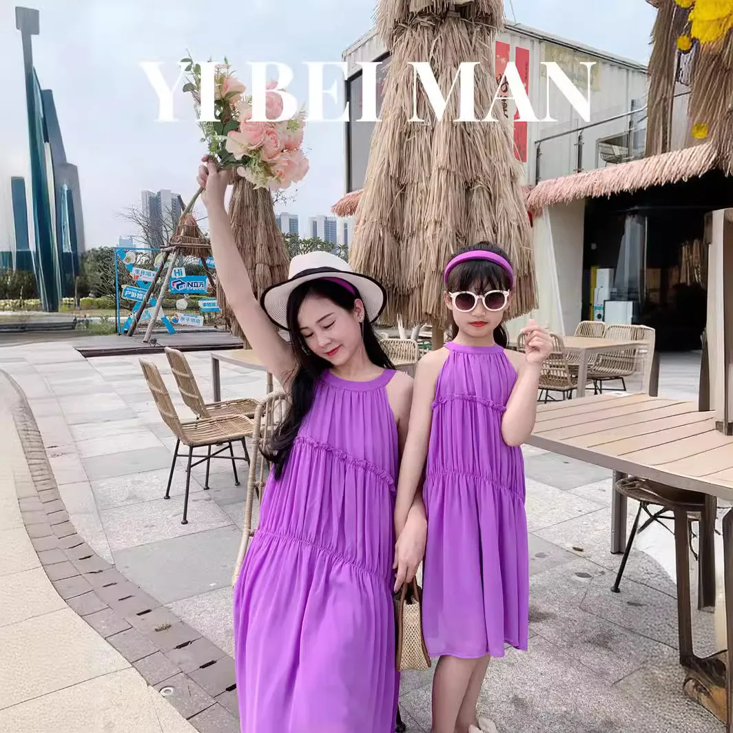 Gaun ungu ibu dan anak perempu - Summer Clothing Looks ulasan dan harga