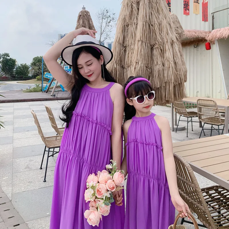 Gaun ungu ibu dan anak perempu - Summer Clothing Looks ulasan dan harga